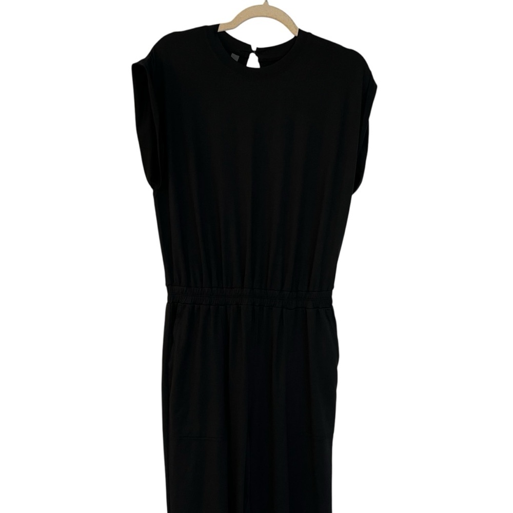 Vuori Lux Crew Neck Short Sleeve Jumpsuit Black Size Small Athleisure Travel - Picture 3 of 8